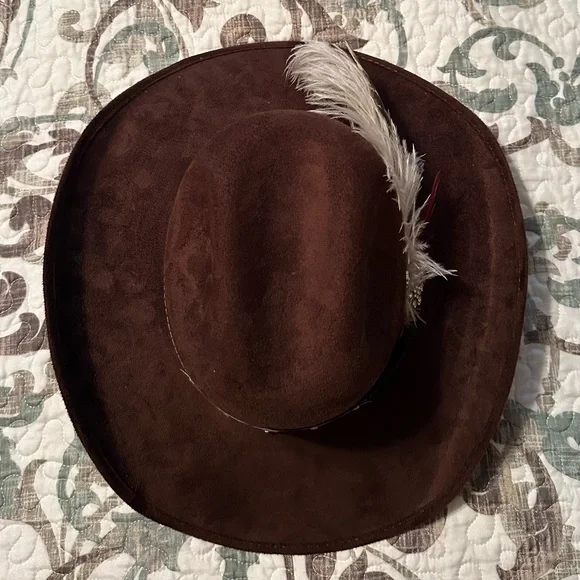 Brown Western Hat with Feather Accent - Picture 4 of 8